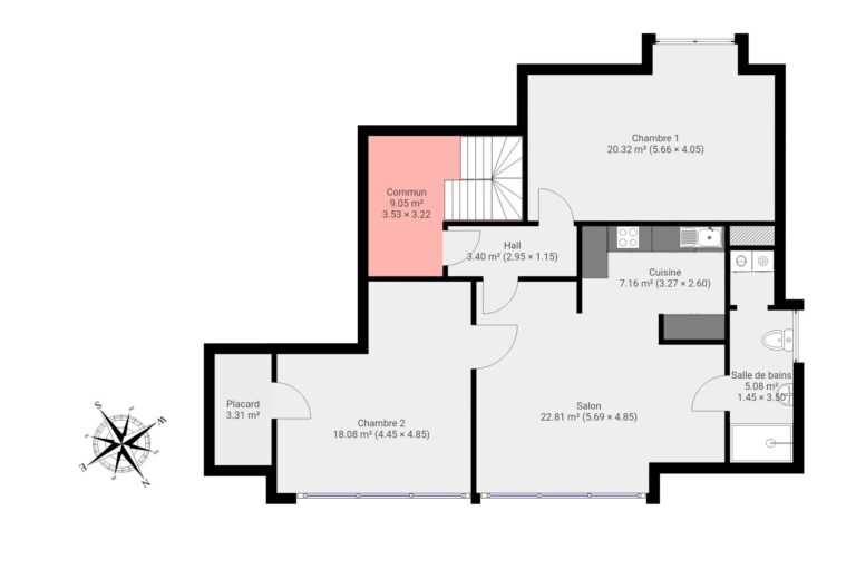 Condrogest - Appartement de 85m² à vendre  au centre de Dinant