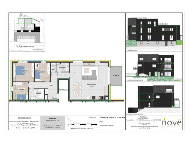 Condrogest - Bel appartement 3 chambres avec balcon à vendre à Yvoir