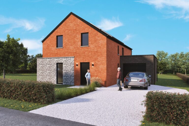 Condrogest - Maison neuve 4 façades à Humain – clé sur porte