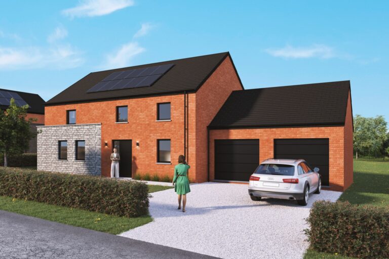 Condrogest - Maison neuve 4 façades à Humain – clé sur porte